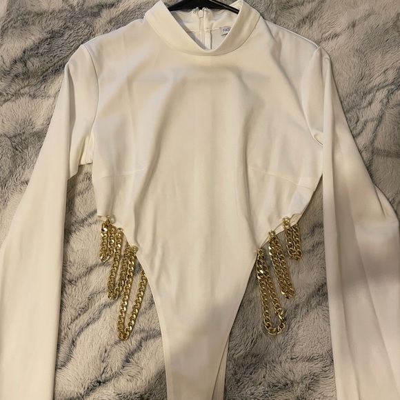 White mock neck bodysuit - Picture 4 of 4